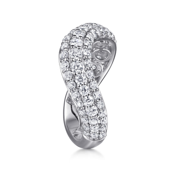 14K White Gold Diamond Wave Stackable Ring angle 4