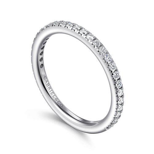 14K White Gold Diamond Wedding Band