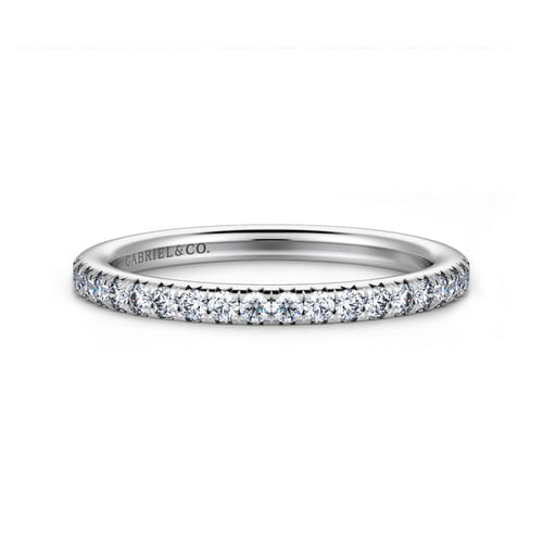 14K White Gold Diamond Wedding Band