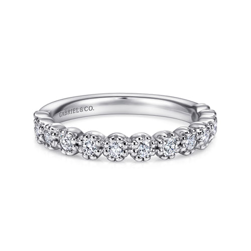 14K White Gold Diamond Wedding Band