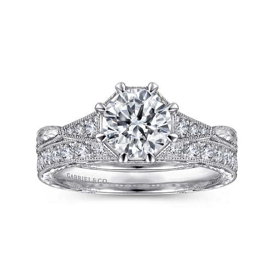 14K White Gold Diamond Wedding Band angle 4