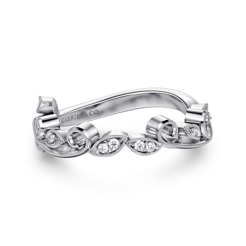 14K White Gold Diamond Wedding Band