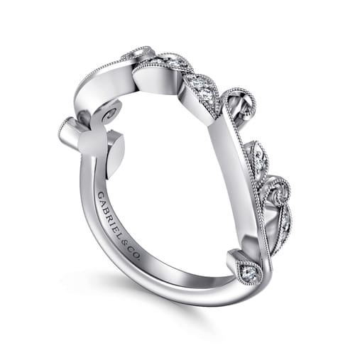 14K White Gold Diamond Wedding Band