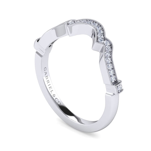 14K White Gold Diamond Wedding Band