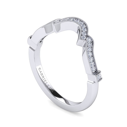 14K White Gold Diamond Wedding Band