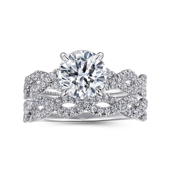 14K White Gold Diamond Wedding Band angle 4