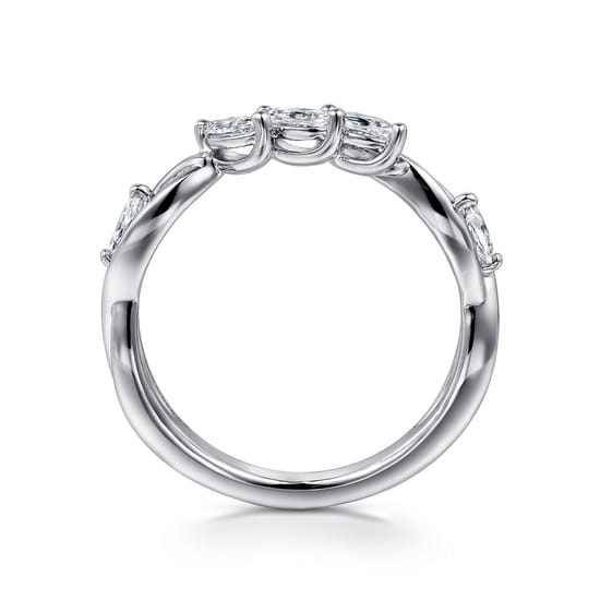 14K White Gold Diamond Wedding Band angle 2