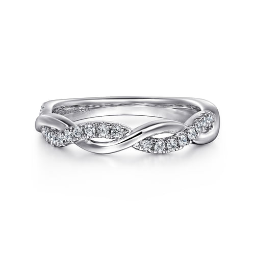 14K White Gold Diamond Wedding Band