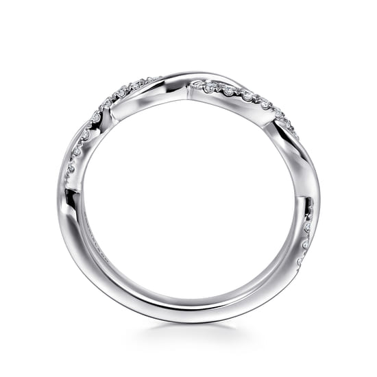 14K White Gold Diamond Wedding Band angle 2