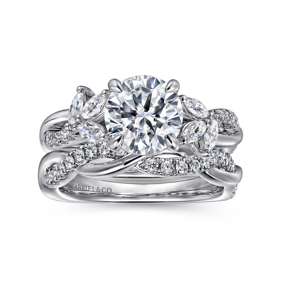 14K White Gold Diamond Wedding Band angle 4