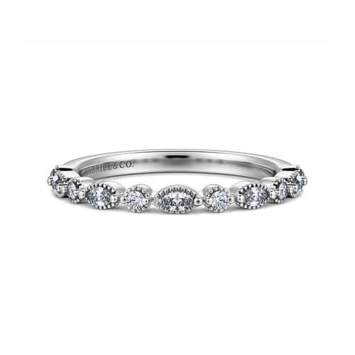 14K White Gold Diamond Wedding Band