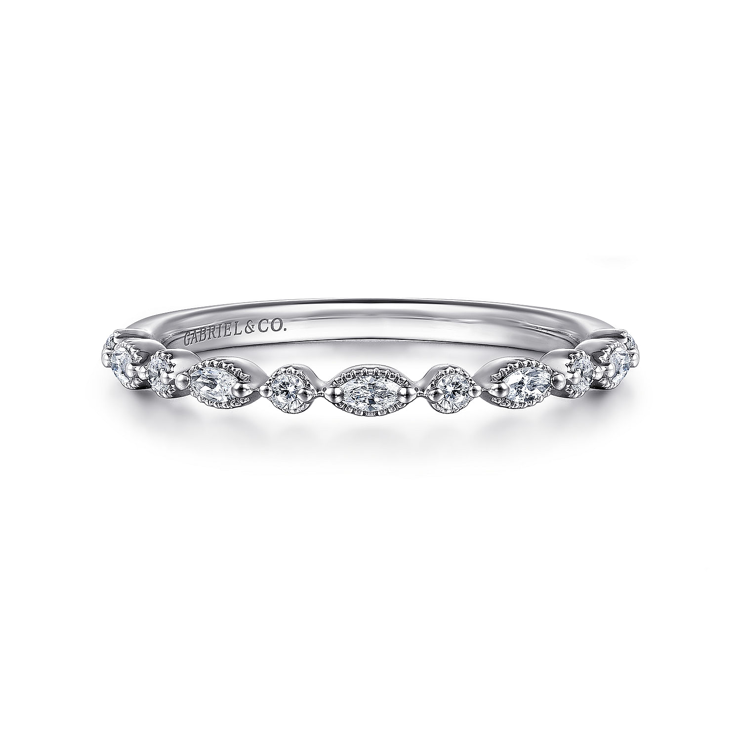 14K White Gold Diamond Wedding Band