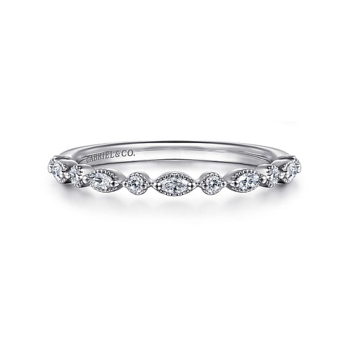 14K White Gold Diamond Wedding Band