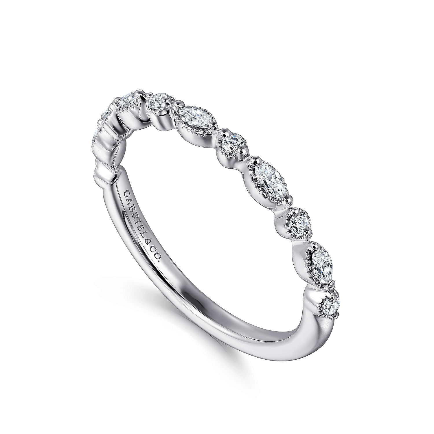 14K White Gold Diamond Wedding Band