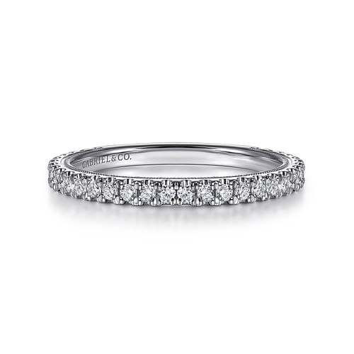 14K White Gold Diamond Wedding Band