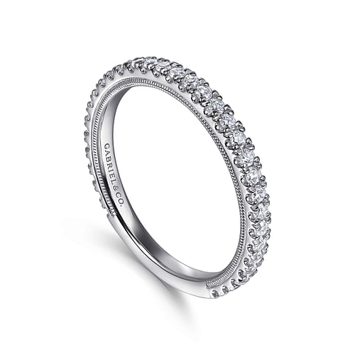 14K White Gold Diamond Wedding Band