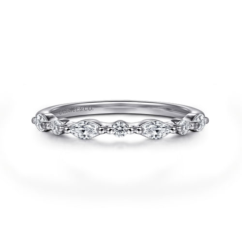 14K White Gold Diamond Wedding Band