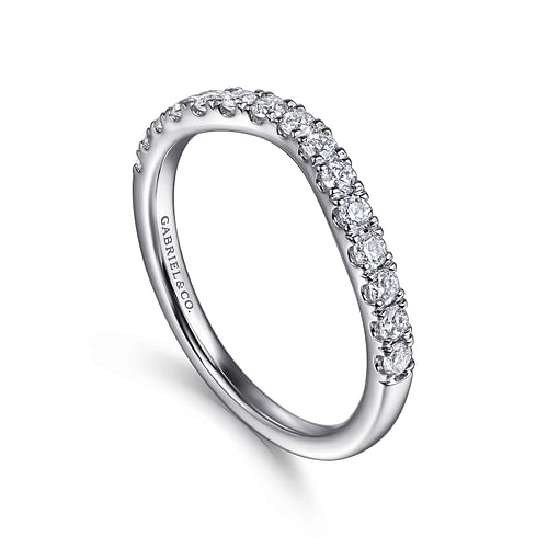 14K White Gold Diamond Wedding Band