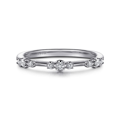 14K White Gold Diamond Wedding Band