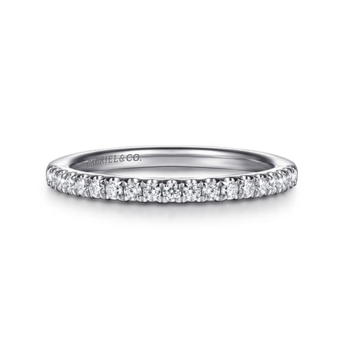 14K White Gold Diamond Wedding Band