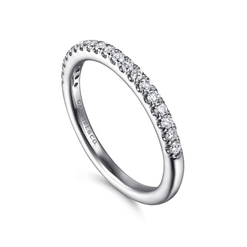 14K White Gold Diamond Wedding Band