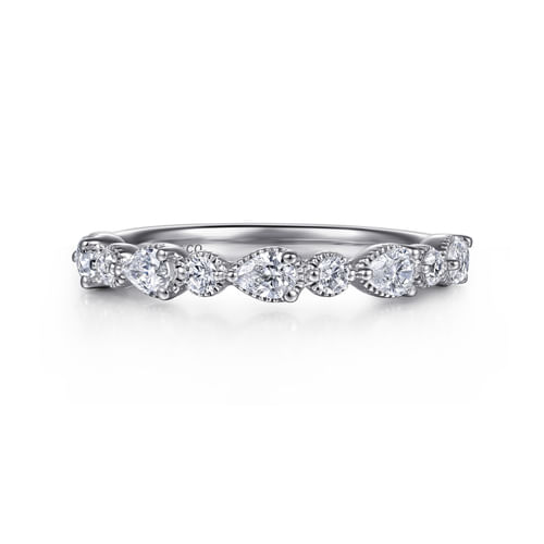 14K White Gold Diamond Wedding Band