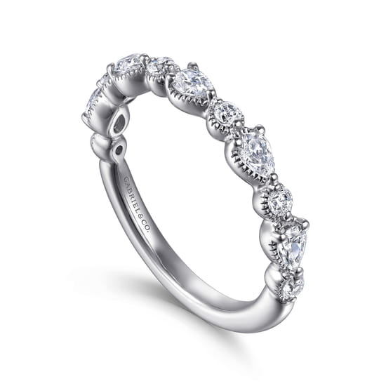 14K White Gold Diamond Wedding Band angle 3