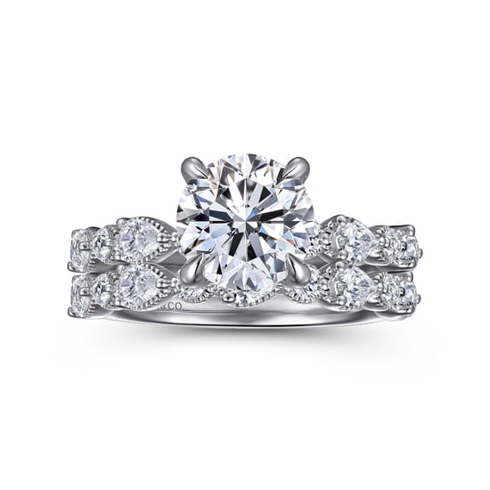 14K White Gold Diamond Wedding Band angle 4
