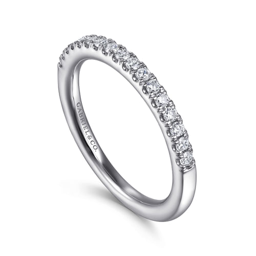 14K White Gold Diamond Wedding Band