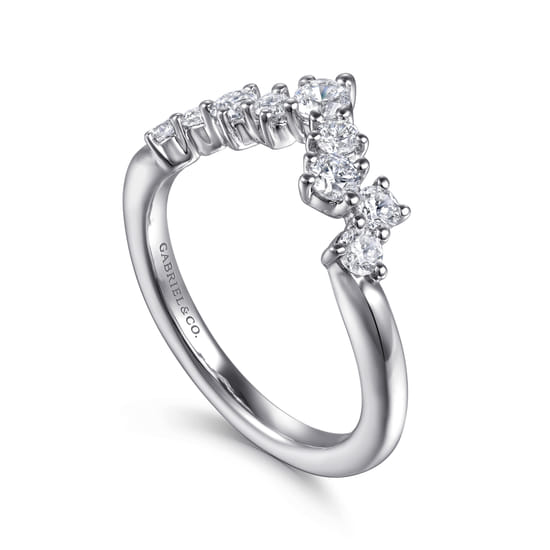 14K White Gold Diamond Wedding Band angle 3