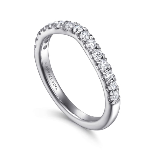 14K White Gold Diamond Wedding Band
