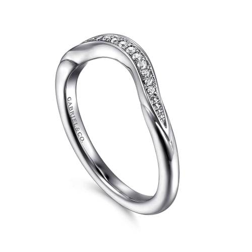 14K White Gold Diamond Wedding Band