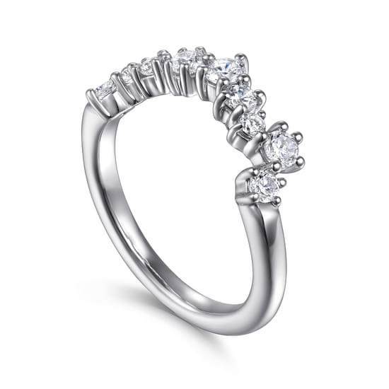 14K White Gold Diamond Wedding Band angle 3