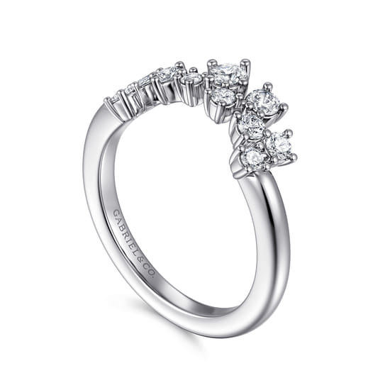 14K White Gold Diamond Wedding Band angle 3