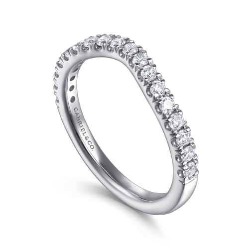 14K White Gold Diamond Wedding Band