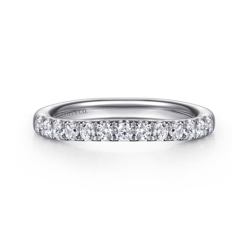 14K White Gold Diamond Wedding Band