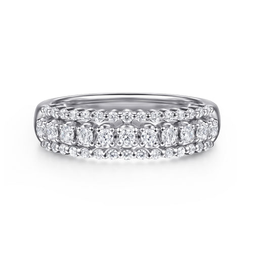 14K White Gold Diamond Wide Band Ring