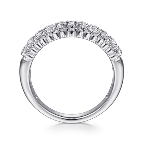 14K White Gold Diamond Wide Band Ring