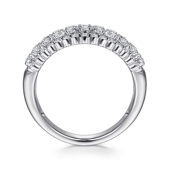 14K White Gold Diamond Wide Band Ring angle 2