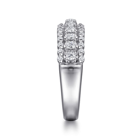 14K White Gold Diamond Wide Band Ring angle 4