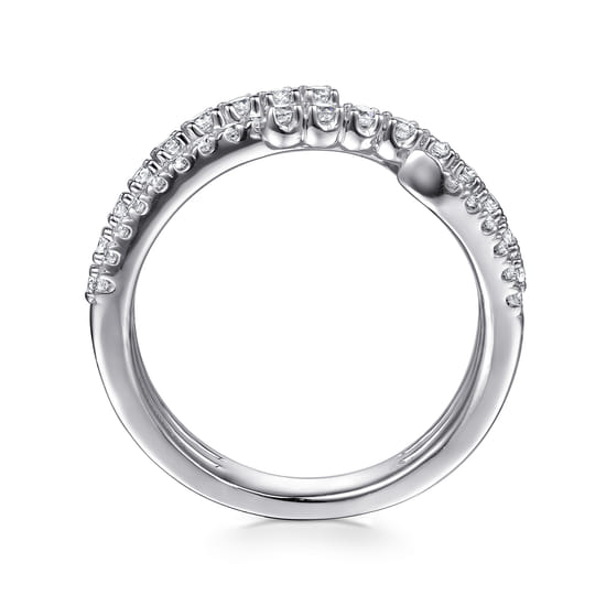 14K White Gold Diamond Wide Bypass Band Ring angle 2