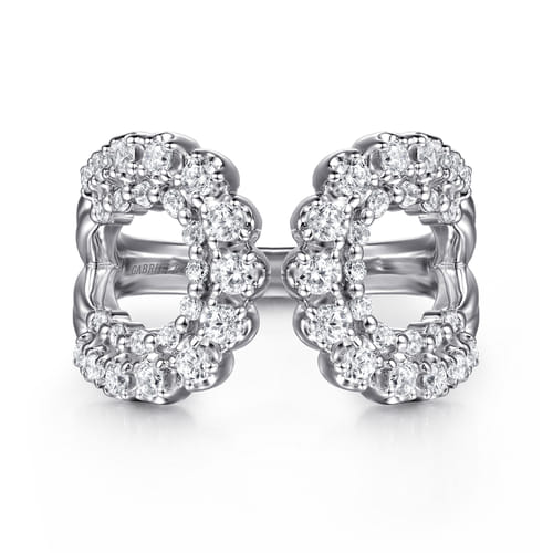 14K White Gold Diamond Wide Open Band Ring