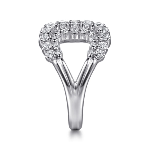 14K White Gold Diamond Wide Open Band Ring