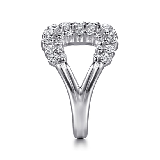 14K White Gold Diamond Wide Open Band Ring angle 4