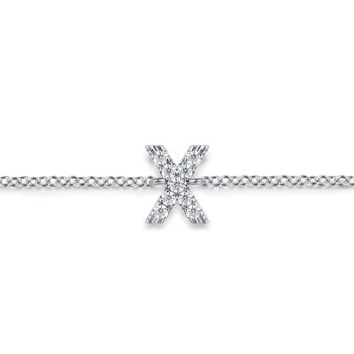 14K White Gold Diamond X Initial Chain Bracelet 14K White Gold Diamond X Initial Chain Bracelet