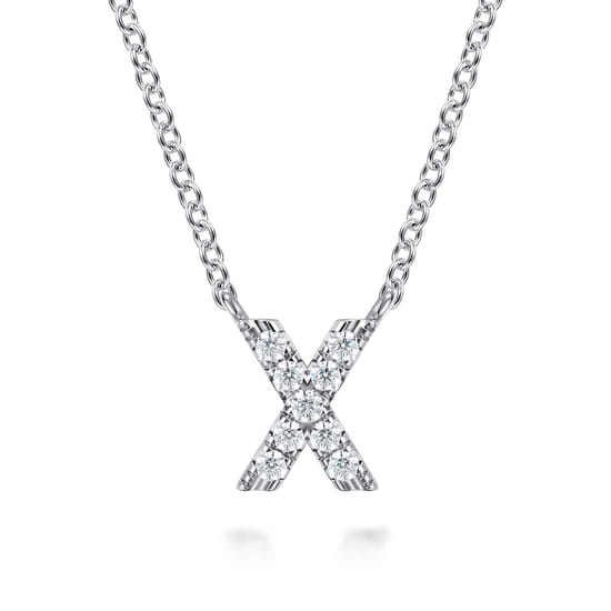Gabriel - 14K White Gold Diamond X Initial Pendant Necklace Gabriel - 14K White Gold Diamond X Initial Pendant Necklace
