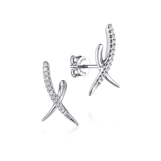 Gabriel - 14K White Gold Diamond X Stud Earrings