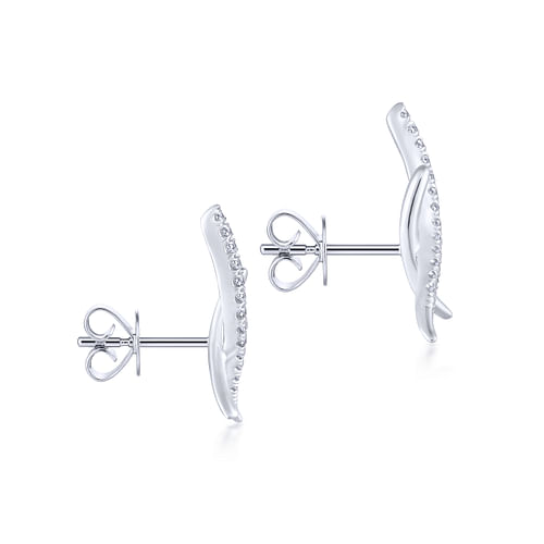 14K White Gold Diamond X Stud Earrings