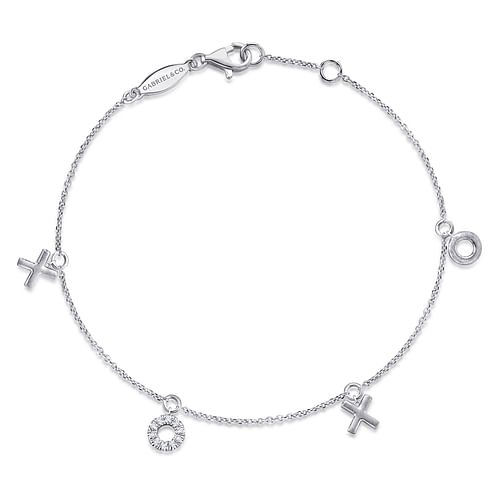 14K White Gold Diamond XOXO Bracelet