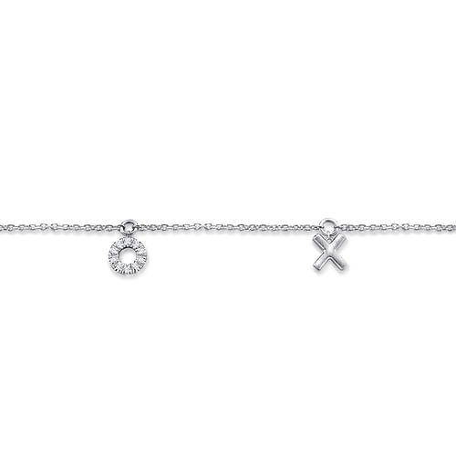 14K White Gold Diamond XOXO Bracelet